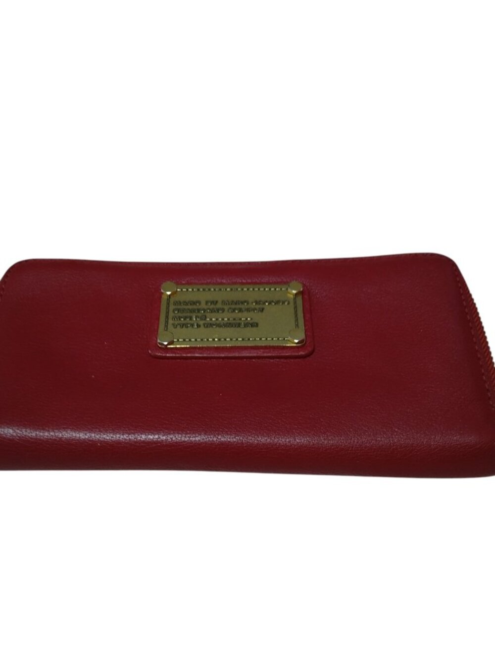 MARC by Marc Jacobs Women's Red Leather Zip Around Wallet Logo Placket Classic